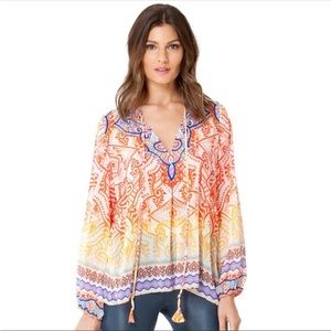 Hale Bob Geona Silk Tunic, Size medium orange